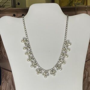 Faux Pearl and Sparkle Necklace